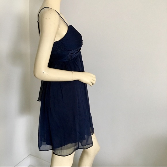 navy sweetheart neck flowy slip dress size small - Picture 4 of 6